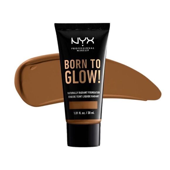 5/$15 SALE NEW NYX Born To Glow Raidiant Foundation Warm Mahogany 30 ml - Picture 1 of 5